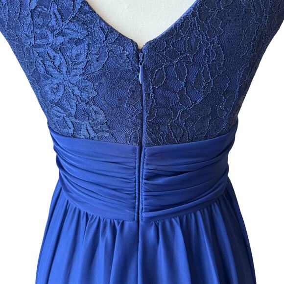 JH Evenings Womens Floral Lace Chiffon Sleeveless Dress Size 8 Navy Blue Formal - Picture 9 of 13